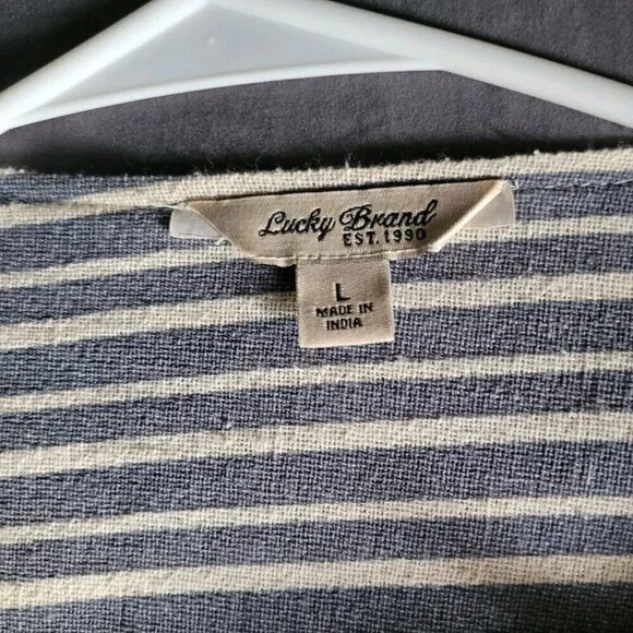 Lucky Brand Jacket Womens Sz Large Blue White Geometric Boho Western Casual Moto - Picture 3 of 8